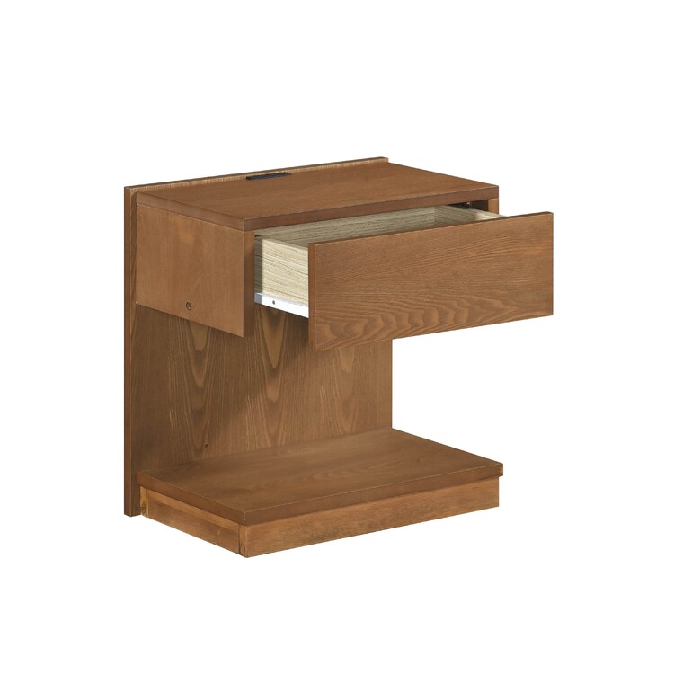 Benjara C Shaped End Table with 1 Drawer and USB Port - Thumbnail 2
