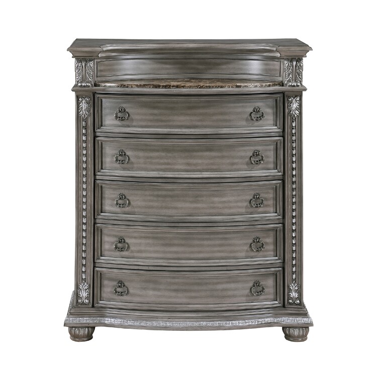 Benjara Toga Tall Dresser Chest, 5 Drawers, Gray Acacia Wood, Carved Details - OJCommerce.com Benjara Toga Tall Dresser Chest, 5 Drawers, Gray Acacia Wood, Carved Details - OJCommerce.com
