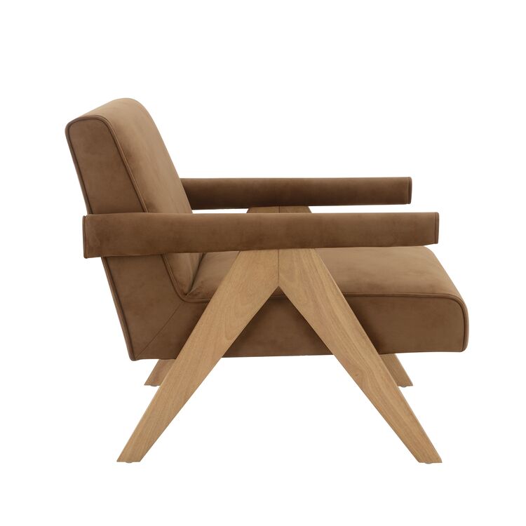 ACME Zoey Accent Chair, Chocolate Suede & Oak - OJCommerce.com