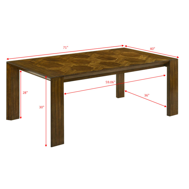 Benjara Liyo Dining Table, Modern 71 Inch Rectangular Top, Warm Brown ...