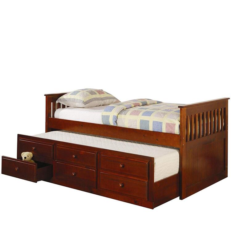 Coaster La Salle Twin Captain S Daybed With Trundle And Storage Drawers Cherry 1075 89 Ojcommerce Coaster La Salle Twin Captain S Daybed, La Salle Twin Captain S Bed With Trundle And Storage Drawers White
