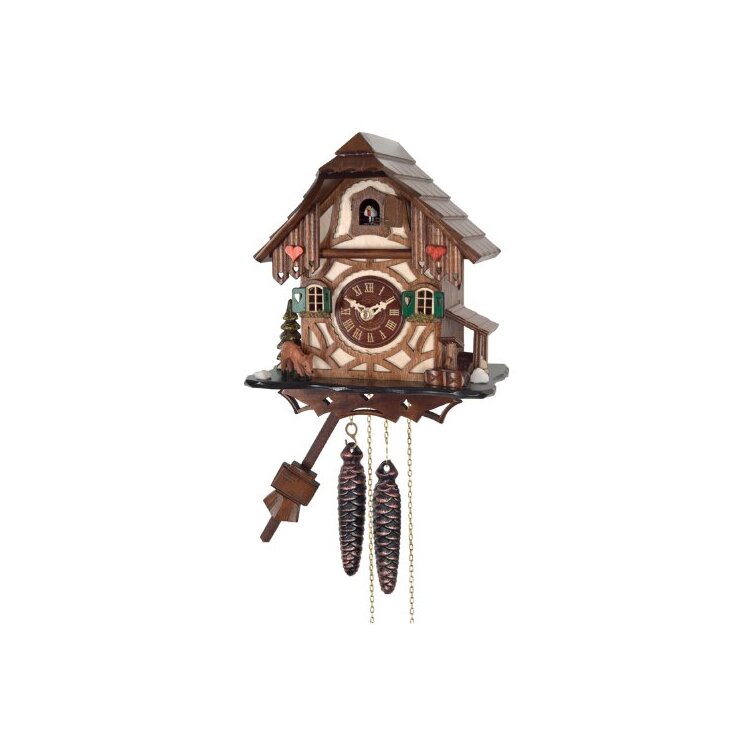 One Day Cuckoo Clock Cottage with Deer, Tree and Water Pump 32-09