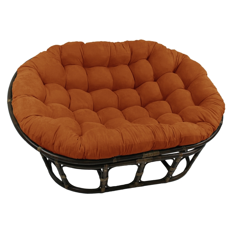 International Caravan Rattan Double Papasan Chair with Microsuede