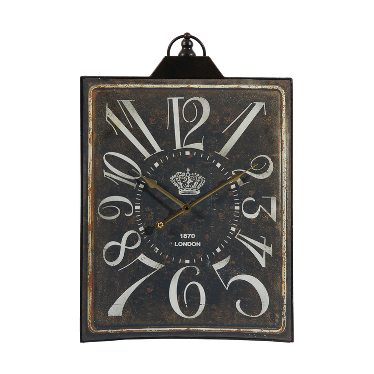 A&B Home Thaddeus Vintage-Styled Rectangular Wall Clock - Black, White image - 1
