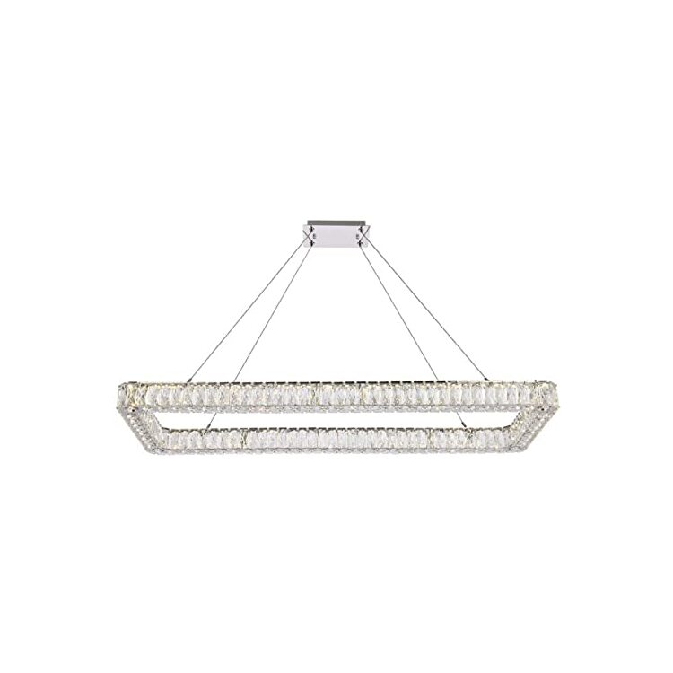 Elegant Lighting Monroe 50 inch LED single rectangle pendant in chrome image - 1