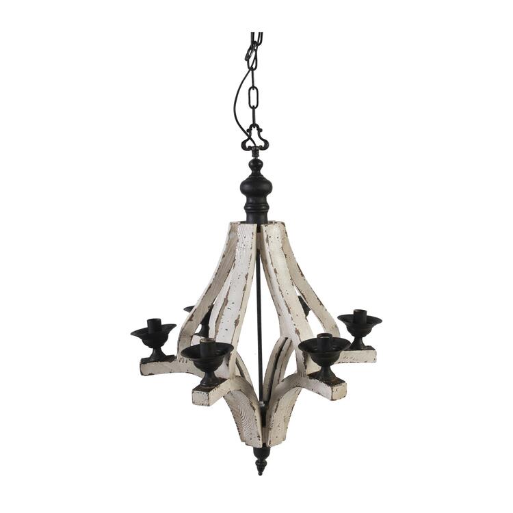 A&B Home Harper 6-Light Washed-Wood Chandelier image - 1