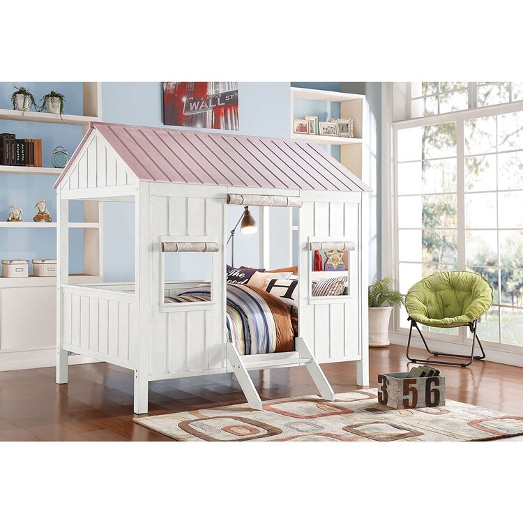 ACME Spring Cottage Full Bed, White & Pink (1Set/3Ctn) image - 1