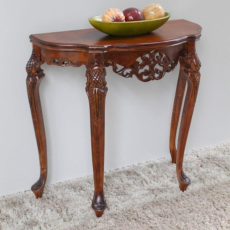 Half Moon Shaped Wood Console Table