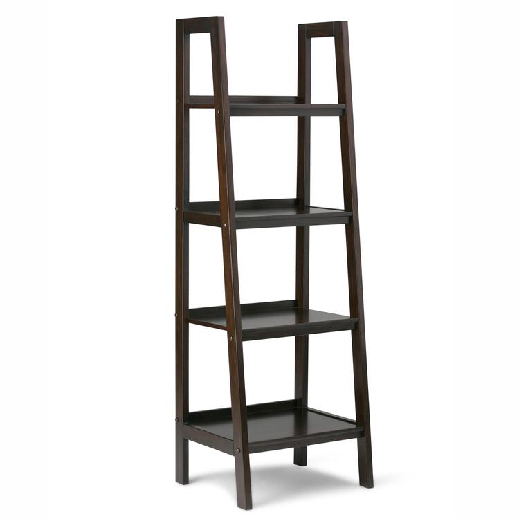 Simpli Home Sawhorse SOLID WOOD 72 inch x 24 inch Ladder Shelf image - 1