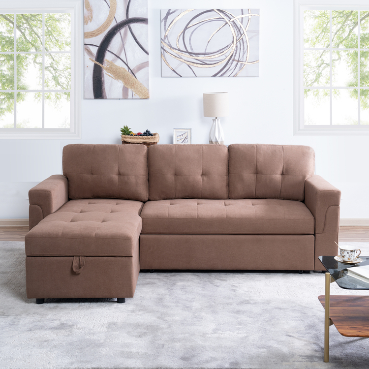 Laura Reversible Sleeper Sectional Sofa Storage Chaise by Naomi Home image - 1