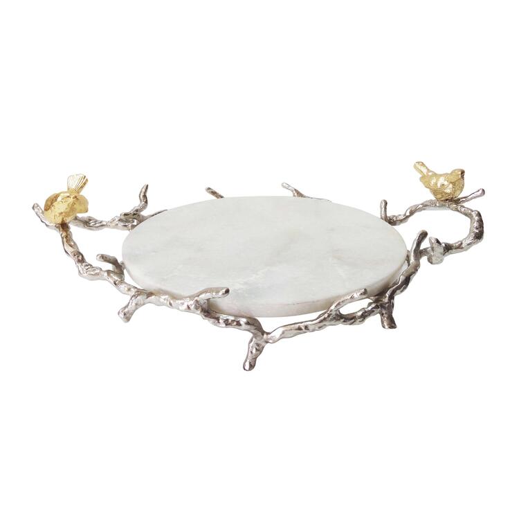 A&B Home Marble Tray - Decorative Alvada Tray with Birds