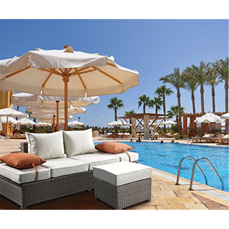 gray wicker patio sofa and ottoman set