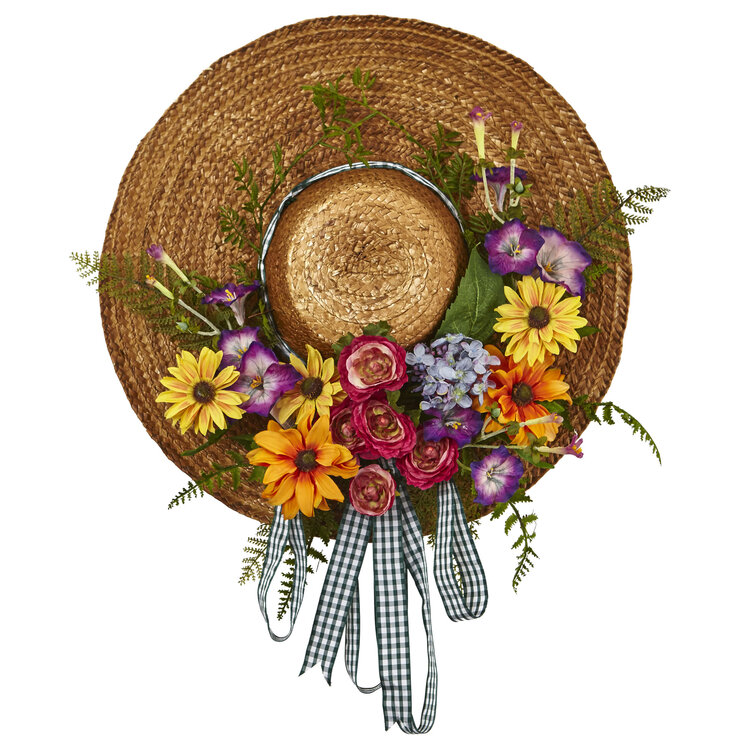 Mixed Flower Hat Wreath from Nearly Natural  image - 1