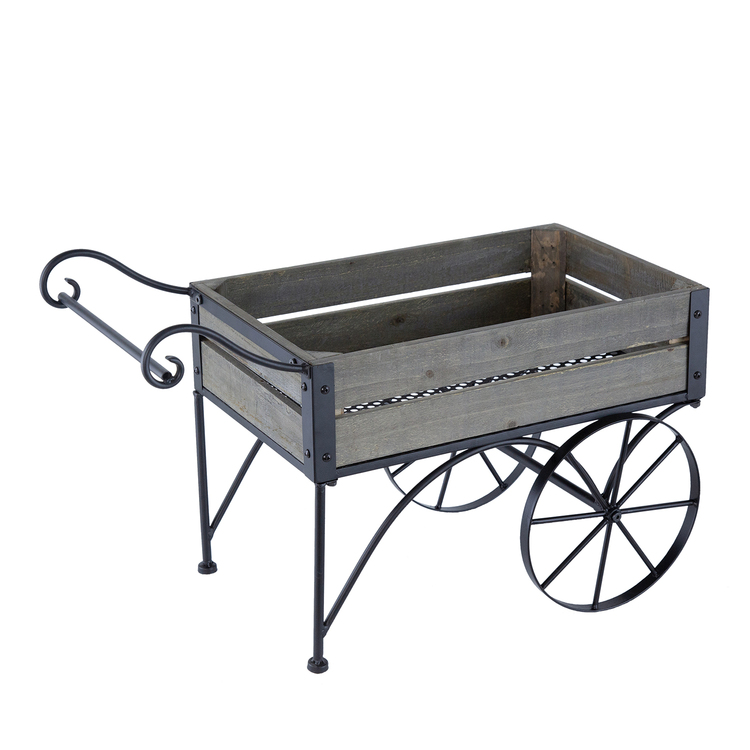 A&B Home Rustic Plant Stand Trolley Cart - Thumbnail 2