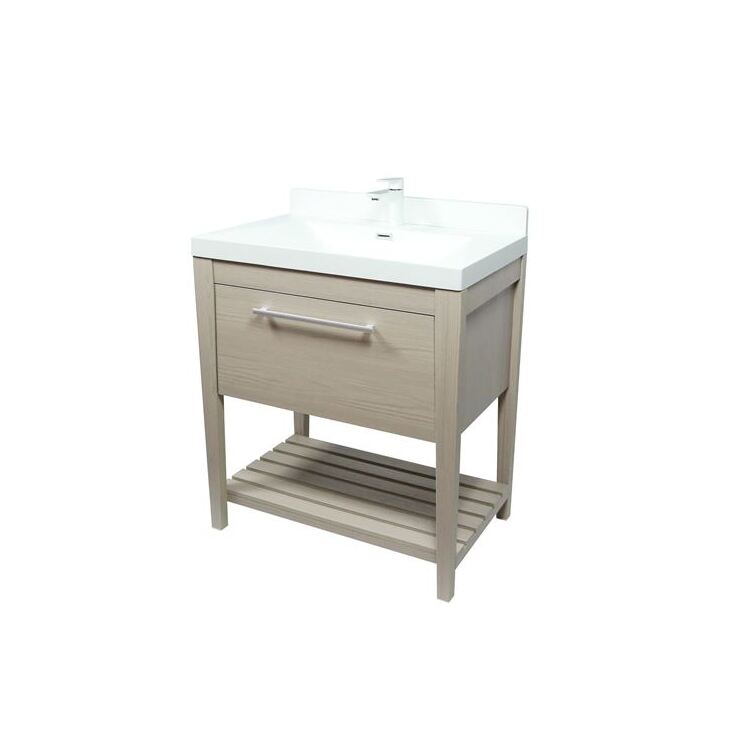 Bellaterra-Home 16" Single Sink Vanity In Light Gray with White Ceramic Top image - 1