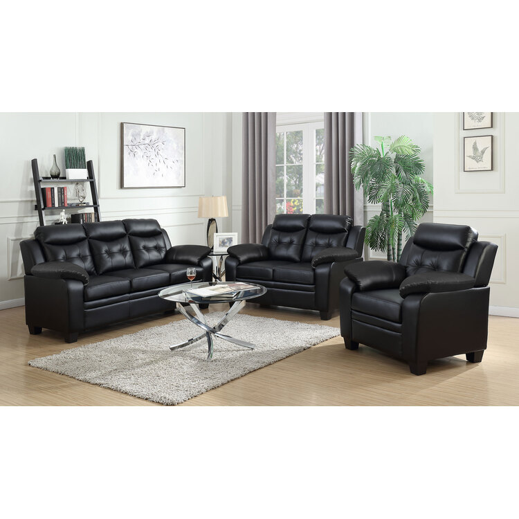 Coaster Finley 3-piece Living Room Set Black image - 1