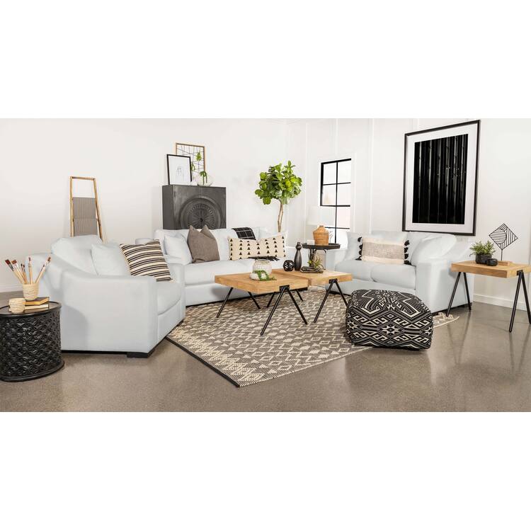 Coaster Ashlyn 3-piece Upholstered Sloped Arms Living Room Set White image - 1