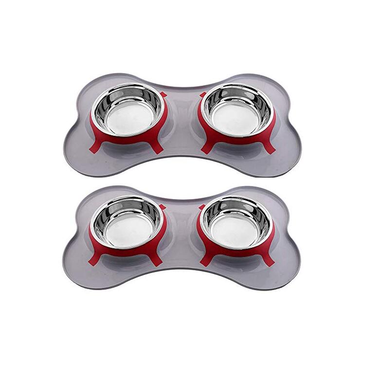 Iconic Pet Color Splash Designer Bone Shape Fusion Diner - Set of 2 image - 1