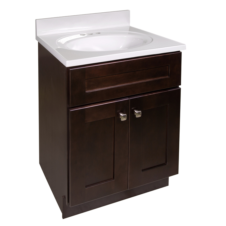 Design House Brookings 25 Inch Bathroom Vanity with Top, Ready to Assemble, Brown ? , 584995 image - 1