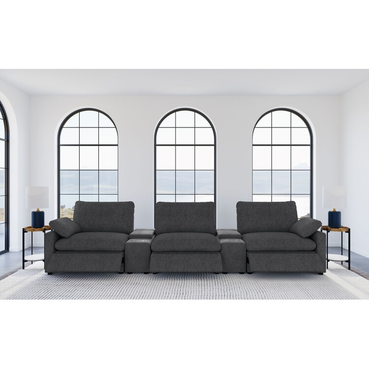 Coaster Collins 5-piece Power Reclining Home Theater Seating Dark Grey image - 1