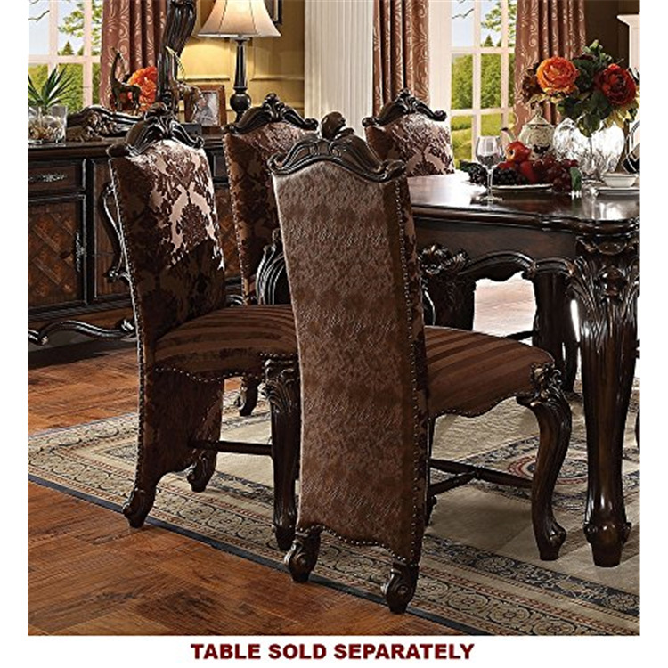 Vintage Traditional Style Counter Height Chairs Set of 2 Armless PU/Fabric & Cherry Oak - Acme image - 1