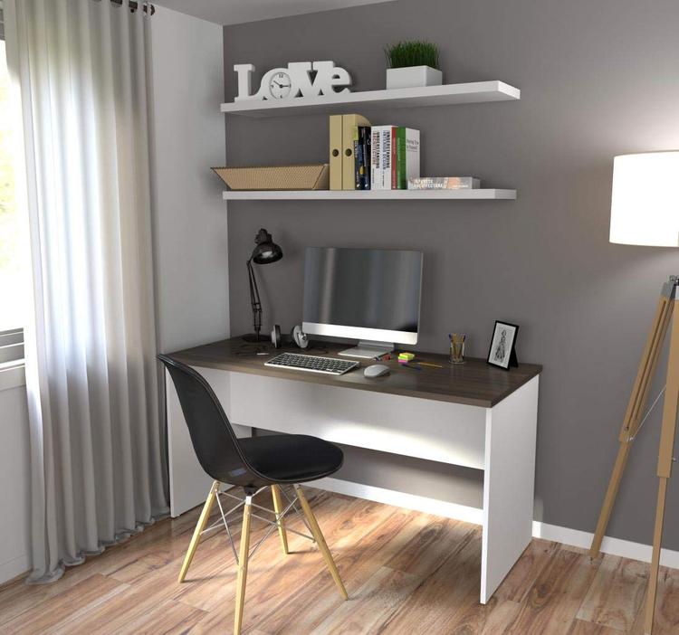 Bestar Innova Executive Desk in White and Antigua - OJCommerce.com