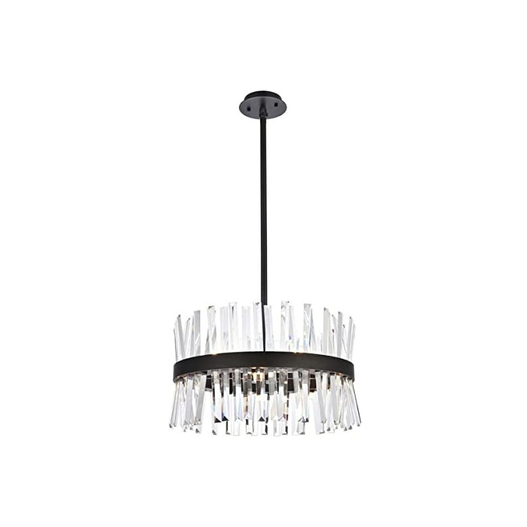 Elegant Lighting Serephina 20 inch crystal round pendant light in black ...