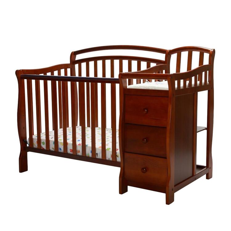 mini crib with changing table