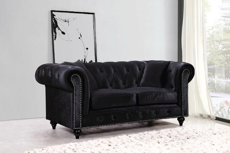 Chesterfield Black Velvet Loveseat 841.3800