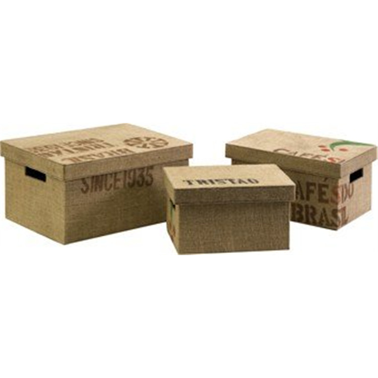 Jute Fabric Storage Boxes Set of 3 Office Organizer - IMAX image - 1