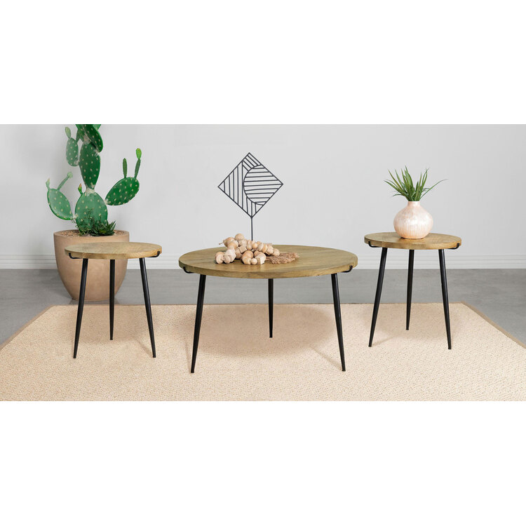 Coaster Pilar 3-piece Solid Wood Coffee and End Table Set Natural image - 1