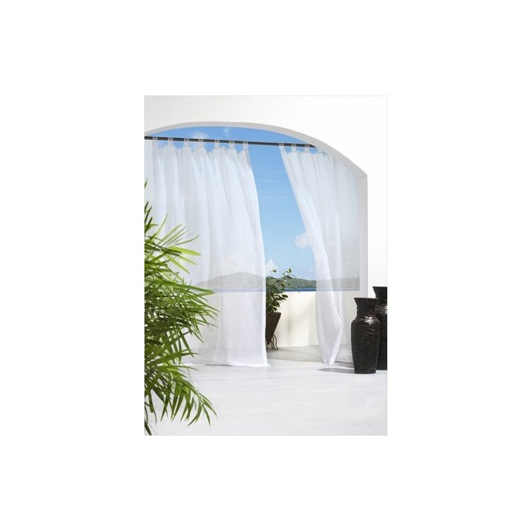 White Polyester Indoor/Outdoor Velcro Tab Top Curtain Panel 54x96 - Commonwealth Home Fashions image - 1