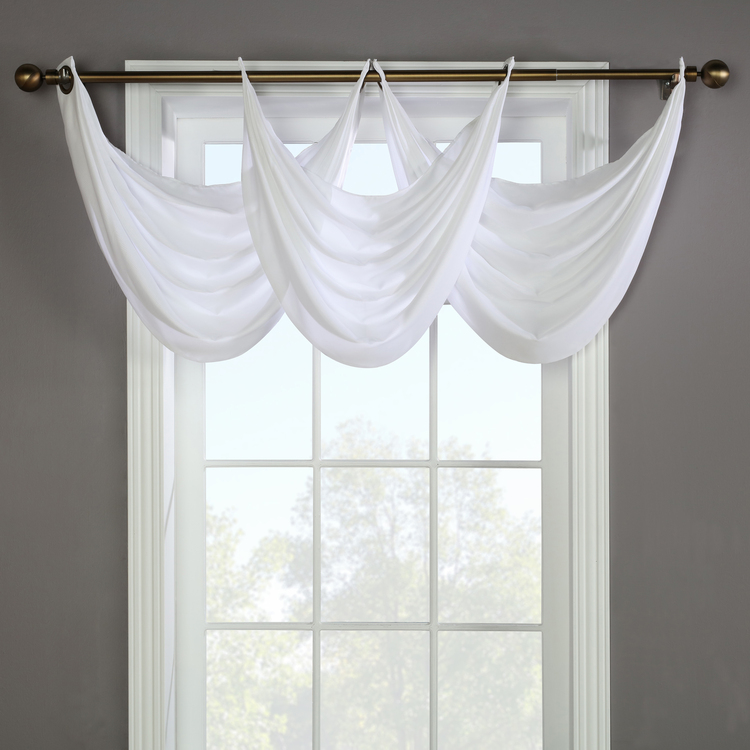 Thermavoile Rhapsody Lined Grommet Valance Ascot Window Dressing 36 x 19 in White image - 1