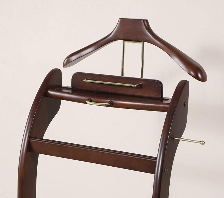 Proman Elegant Walnut Valet Stand with Brass Accents - OJCommerce.com