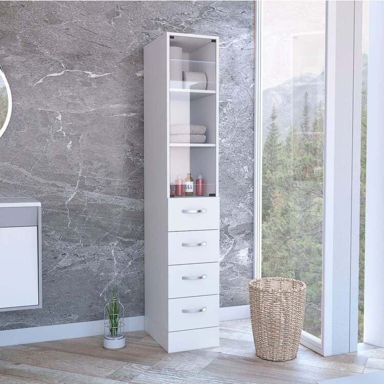 Brown Bathroom Storage Cabinet with Shelves and Drawers - Boahaus image - 1