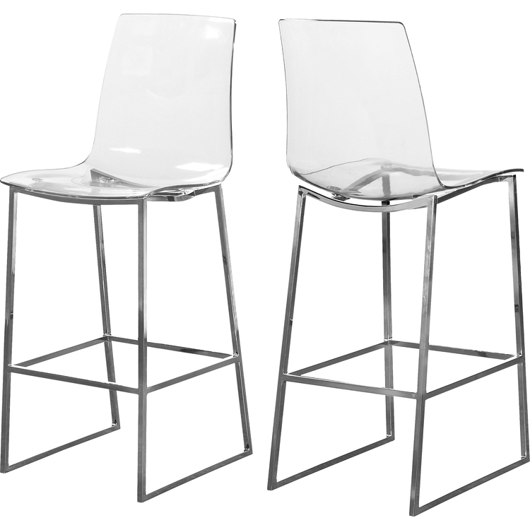 Meridian Furniture Modern Chrome & Acrylic Bar Stool - Lumen image - 1