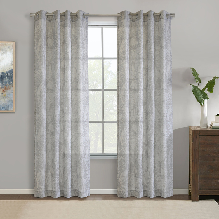 Habitat Eleanor Light Filtering Grommet Curtain Panel 52 x 108 in Grey image - 1