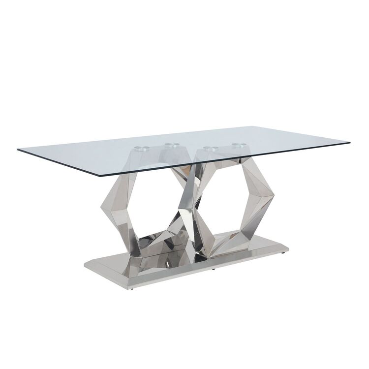 Acme Gianna Dining Table in Clear Glass & Stainless Steel image - 1