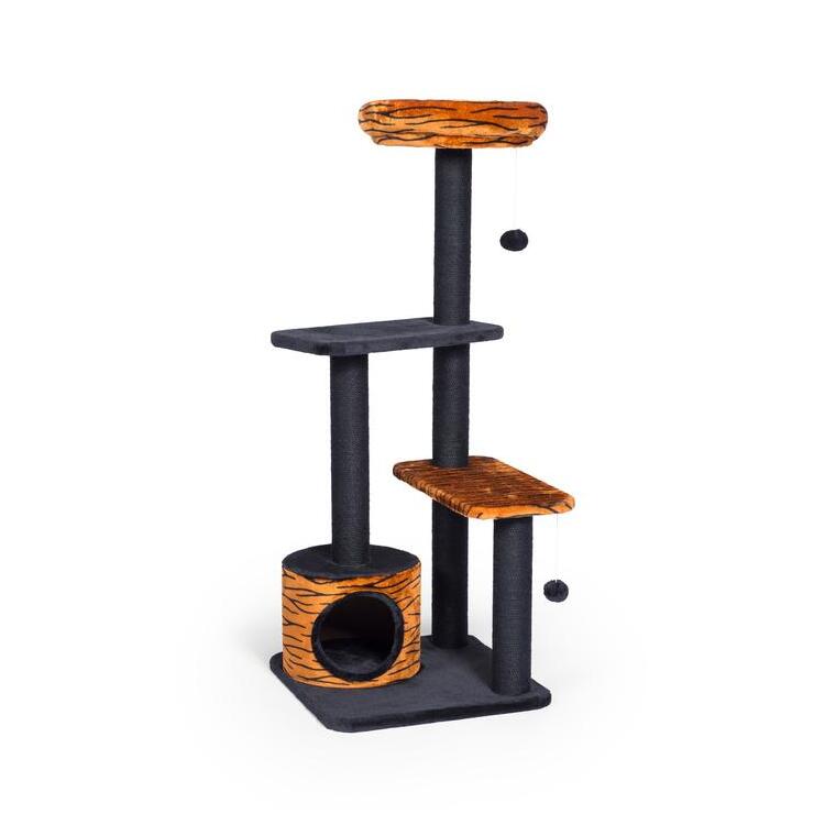 Prevue Pet Products Cat Tower with Scratching Posts & Toys - Tiger Print Cat Tree image - 1