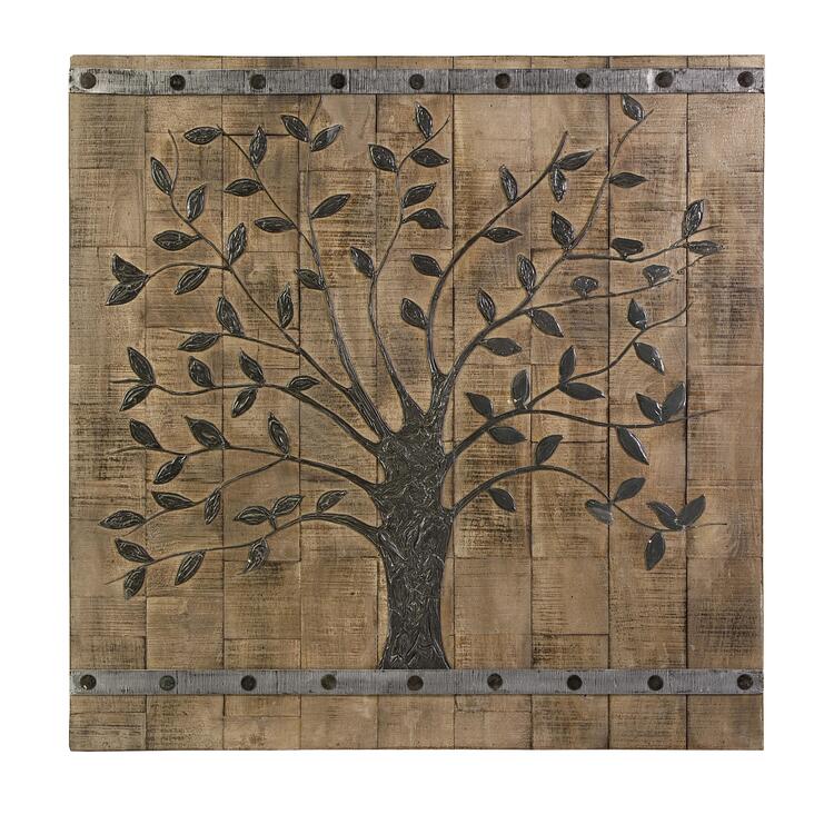Modern Tree Wood Barn Door Panel Wall Decor 36x36 - Imax image - 1