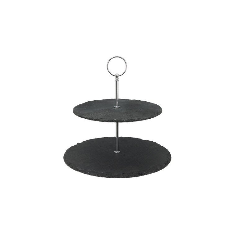 Gray Oval Shape Stoneware Tier Stand, 8.625'' H x 12'' W x 12'' L - Creative Home image - 1