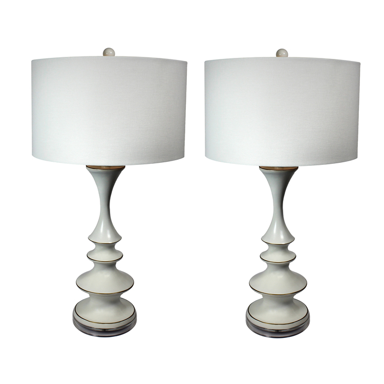 White Contemporary Table Lamps for Living Room Set of 2 - Ec World Imports image - 1