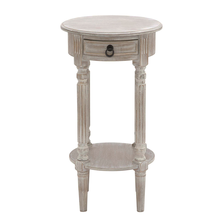 Hand-finished Petite Round Wood Accent End Table image - 1