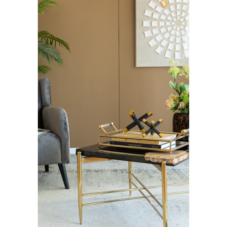 A&B Home Xylo Aluminum X-Shaped Objects - Set of 3 - Gold/Black image - 1