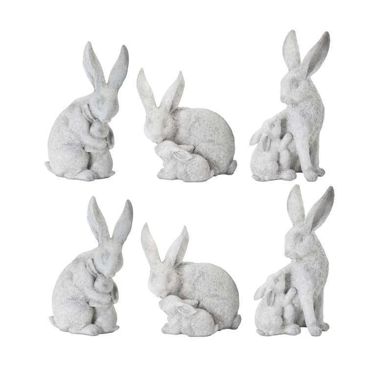 Melrose International White Stone Rabbit & Bunny Figurines - Set of 6 ...