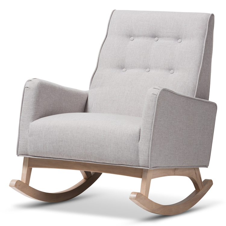 Greyish Beige Mid-Century Rocking Chair image - 1
