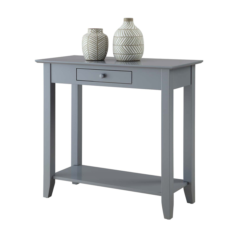 American Heritage Hall Table with Gray Finish and Drawer - Convenience Concepts image - 1