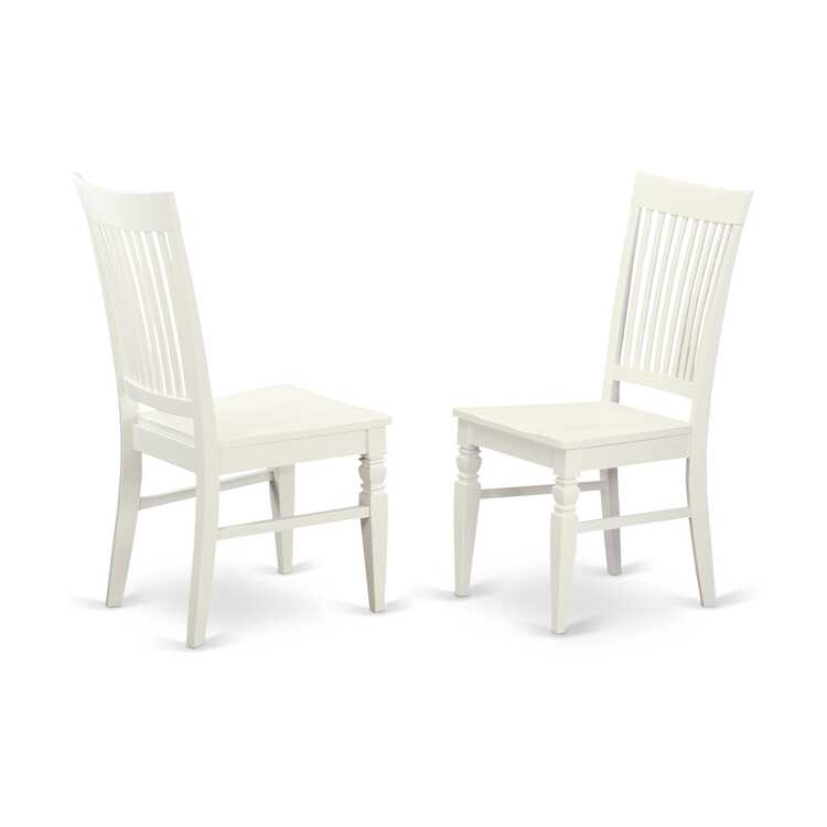 East West Furniture Linen White Dining Chairs - Set of 2 - Modern Slat Back Design - Image 2