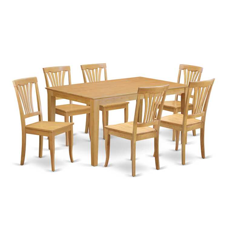 East West Furniture CAAV7-OAK-W 7 Piece Modern Dining Table Set - Thumbnail 4