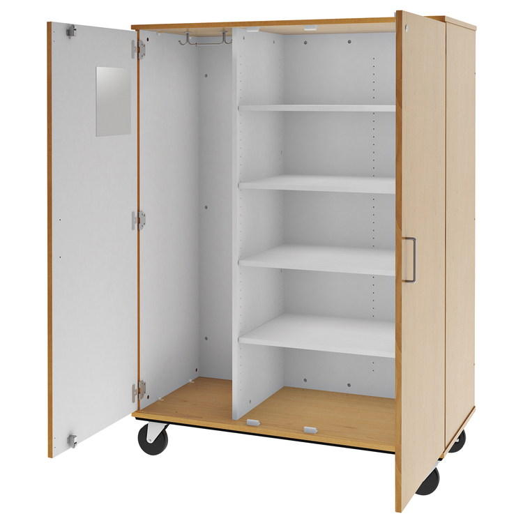 Mobile Wardrobe Closet/Shelf Combination Storage with Locking Doors